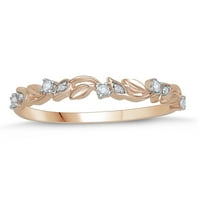 10K ružičasto zlato dijamantni naglasak listastih prstena