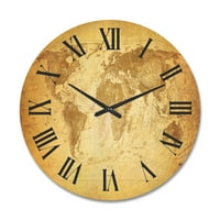 DesignArt 'Drevni svijet Map X' Vintage Wood Zidni sat
