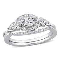 Carat T.W. Diamond Sterling Silver Halo Bridal Set