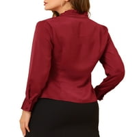 Jedinstvene ponude ženskog ruffled satena košulja lampiona dugih rukava bluza