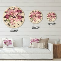 DesignArt 'Buket ružičastih retro cvjetova' tradicionalni drveni zidni sat