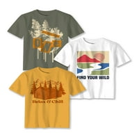 Wonder Nation Boys Wilderness Grafička majica s kratkim rukavima, 3-pack, veličine XS-XXL & HUSKY