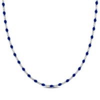 Miabella ženska plava caklina ogrlica, srebro srebra, slojevita, slagala se moda