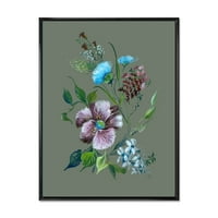 DesignArt 'Tirkizni i ljubičasti proljetni cvjetovi' tradicionalno uokvireno platno zidne umjetničke tiska