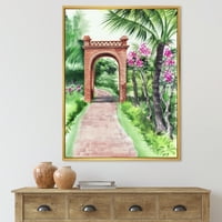 DesignArt 'tradicionalna vrata na stazi u tropskom oazi' tropskom uokvirenom platnu zidne umjetničke tiska