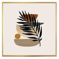 DesignTart 'Oblici i tropske lišće siluete iv' Moderno uokvireno platno zidne umjetničke print