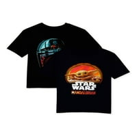 Zvjezdani ratovi Dječaci Baby Yoda i mandalorijske kacige Grafičke majice 2-pack, veličine 4-18