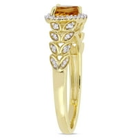 Ženski prsten od citrina od 10 karatnog žutog zlata od žutog zlata s aureolom u obliku srca