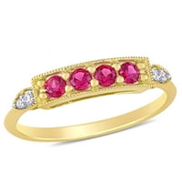 Miabella Ženska karat T.G.W. Stvoren rubin i dijamantni naglasak 10kt žuto zlato polu-uvjetni prsten
