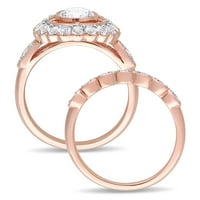MIABELLA WOMANS 2- CArat T.G.W. Stvoren bijeli safir 10kt ružičasto zlato vjenčanje i zaručnički prsten set