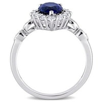 Miabella Ženska 2-karat stvorila je plavo bijeli safirski dijamantni naglasak 10kt bijelog zlata halo prsten
