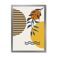 DesignArt 'apstraktni oblici s botaničkim minimalističkim listom I' Moderni uokvireni umjetnički tisak