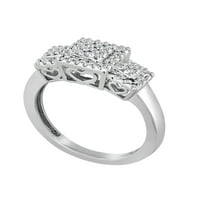 Carat T.W. Diamond Sterling Silver 3-stacionar prsten