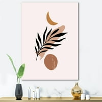 Dizajnerska umjetnost apstraktni tropski palmin list, minimalno Sunce i Mjesec, moderni zidni tisak na platnu