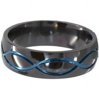 Polu krug crni cirkonijev prsten s beskonačnim simbolom anodiziranim u plavoj boji