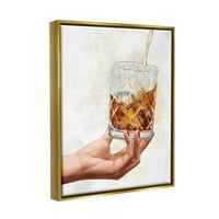 2 toči liker u čaše, grafika za piće od metalnog zlata s plutajućim okvirom, zidni ispis na platnu, dizajn
