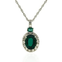 Jay Heart Dizajn Sterling Silver stvorio je Emerald i stvorio bijeli privjesak safira s lancem 18