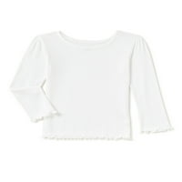 Jednobojna Rebrasta majica s dugim rukavima Za Djevojčice, veličine 12 m-5 T