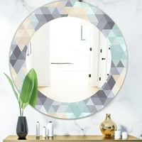 DesignArt 'Triangularna boja polja 28' Moderno ogledalo - ovalno ili okrugli zid zrcala