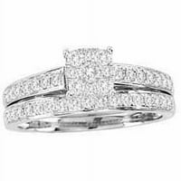Set vjenčanih prstenova okruglog oblika od bijelog zlata s dijamantom od 10 karata