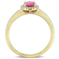 Donje prsten Miabella s ružičastim сапфиром T. G. W. u karatima i dragulj T. D. W u karatima od žutog zlata 10 karat