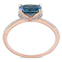 TANGELO 2- CArat T.G.W. London-plavi topaz i dijamantni naglasak 10K ružičasti zaručnički prsten