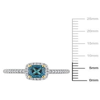 Carat T.G.W. Blue Topaz London i Carat Diamond 10kt dva tona Zlatni zaručnički prsten