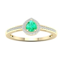 Carski dragulj žuto zlato 10k smaragdna kruška dijamanti prsten za žene