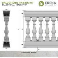 Ekena Millwork 37 H 5'l FIBERTHANE TRADICALNI NEPOTREBNI BALUSTRADE GACKING KIT, STYLE N