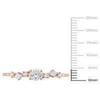 Carat T.W. Princeza izrezana i okrugli dijamantni zaručnički prsten od ruže od 10KT