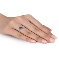 1- Karat T.W. Crno -bijeli dijamant 14KT bijeli zlatni halo zaručnički prsten