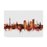 Zaštitni znak likovna umjetnost 'Dortmund Njemačka Skyline Red' platno umjetnost Michaela Tompsetta