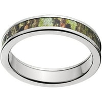 Polukružni titanski prsten s kamuflažnim umetkom od hrasta mahovine