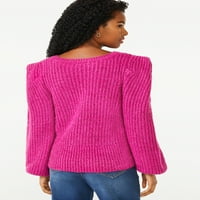 Scoop ženski meki džemper od vitla s detaljima ramena