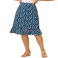 Jedinstveni prijedlozi Ženska midi suknja s cvjetnim volanima na rubu i elastičnim leđima s prorezom straga