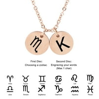 Personalizirana okrugla zviježđa Početna ogrlica - Ugravirani zodijak simbol nakit - Božićni poklon za nju - lanac