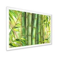 Dizajnerska umjetnost svijetle i zelene stabljike bambusa s uokvirenim prijelaznim umjetničkim printom
