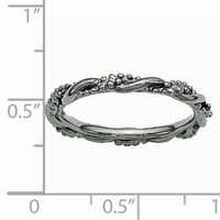 Sterling Silver Crno-obloženi uvijeni prsten