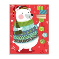 Stupell Industries Polarni medvjed svečani puloper Argyle Božićni pokloni, 15, Dizajn Arrolynn Weiderhold