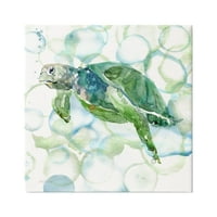 Stupell Industries akvarel morske kornjače plivanje oceanske vode mjehurići za slikanje galerija omotana platna