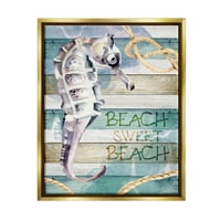 Studell Sweet Beach Seahorse Nautical Unom Pejzažno slikanje zlatni plutač uokviren umjetnički print zid umjetnost