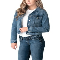 Tvrtka Silver Jeans. Ženska ošišana traper jakna s izrezima, N. E.
