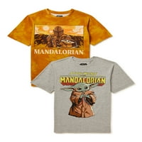Star Wars Mandalorian Boys grafičke majice s kratkim rukavima, 2-pak, veličine XS-XXL