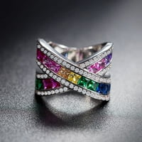 Rainbow Crystal 18kt bijeli zlatni prsten