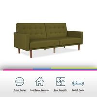 Queer eye wimberly tapecirani futon, podijeljeni dizajn leđa, kabriolet kauč, ležaljka i krevet, maslinasto zelena