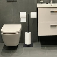 Skup samostojećeg držača toaletnog papira u obliku dvostrukog bara u obliku slova s ​​rezervnim držačem, crni