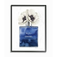 Dizajner odjeće, cvijet parfema, plavi akvarel, uokvirena zidna umjetnost Amanda greenvud