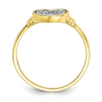 Primalno zlato karatno žuto zlato s bijelim rodijelnim kubičnim cirkonijom srčani prsten