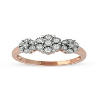 Modni ženski prsten od ružičastog zlata od 10 inča s dijamantnim grozdom od 16 karata od 16 karata