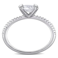 Carat T.G.W. Stvoren bijeli safir i karat T.W. Dijamantni prsten od bijelog zlata od 10kt